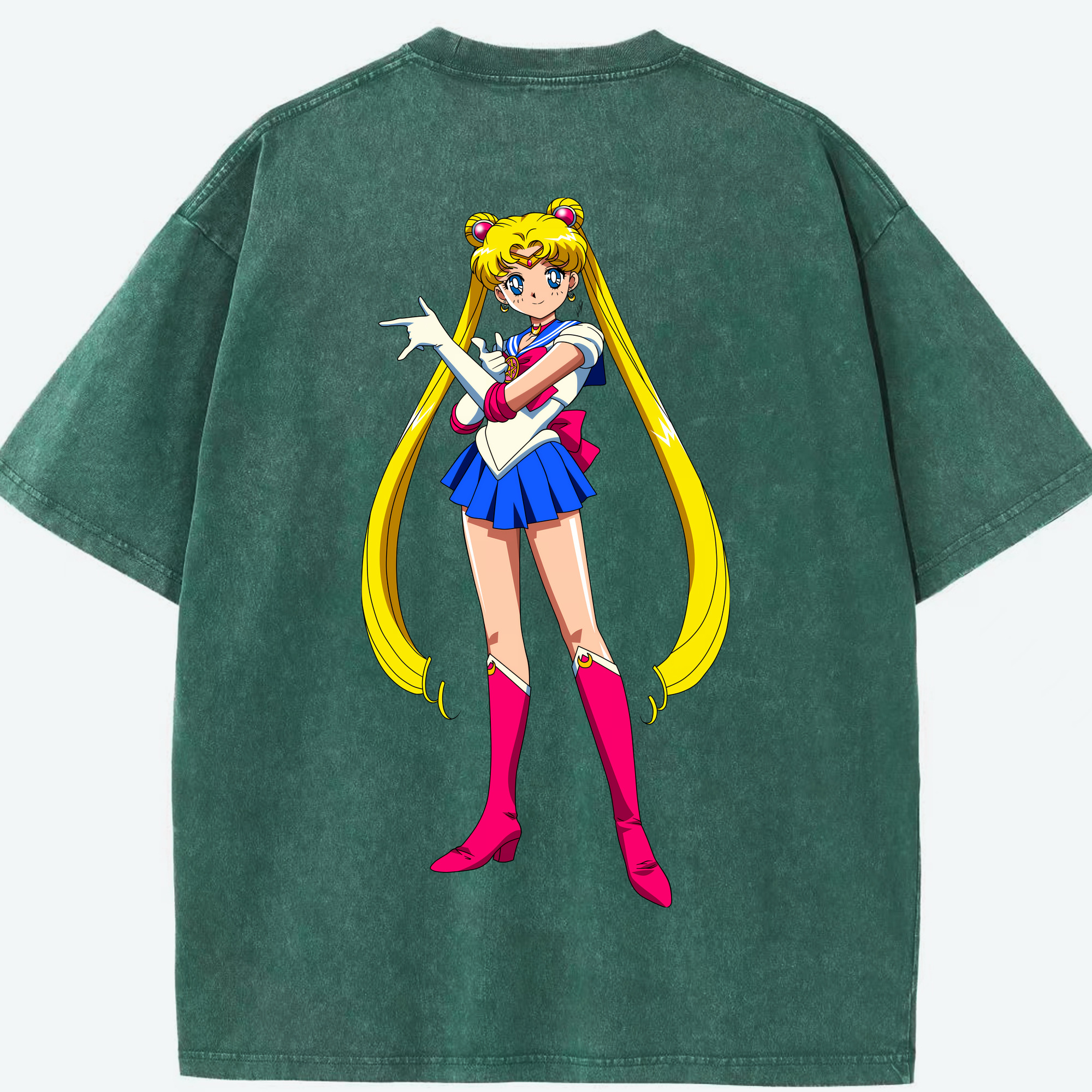 （画像用） 美少女戦士セーラームーン 月野 うさぎ つきの うさぎ Sailor Moon Tsukino Usagi 綿100% ヴィンテージ風 半袖Tシャツ（背面プリント）